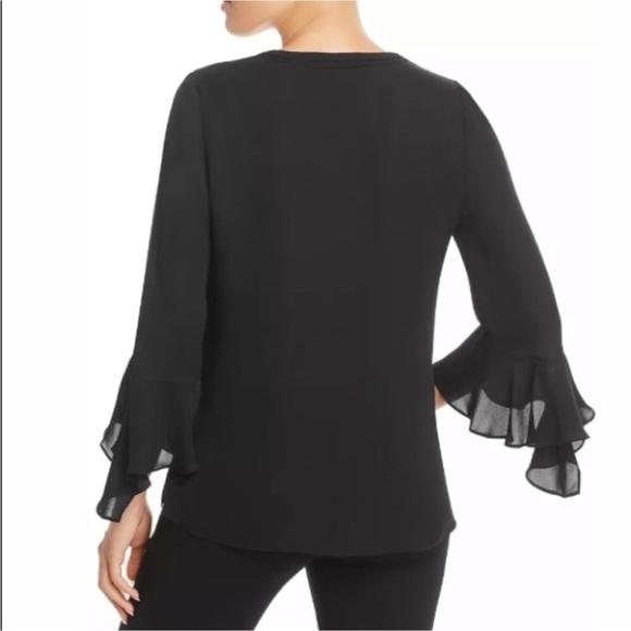 Kobi Halperin Shia Bell-Sleeve Silk Chiffon Blouse Black - Picture 3 of 10